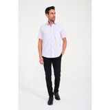 Fitmens Klasik Kısa Kol Keten Cotton Garneli Hediye Kutulu Erkek Gömlek - Açık Lila - 2XL