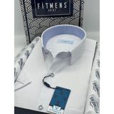 Fitmens Klasik Kısa Kol Keten Cotton Hediye Kutulu Erkek Gömlek FS-003624 - Beyaz Açık Mavi - 3XL