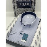 Fitmens Klasik Kısa Kol Keten Cotton Kareli Pamuk Hediye Kutulu Erkek Gömlek FS-003009 - Mavi - XL