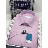 Fitmens Klasik Kısa Kol Keten Yaka Alttan Düğmeli Rahat Kumaş Hediye Kutulu Erkek Gömlek FS-004588 - Lila - 2XL