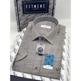 Fitmens Klasik Kısa Kol Keten Yaka Alttan Düğmeli Rahat Kumaş Hediye Kutulu Erkek Gömlek FS-004588 - Siyah - 4XL