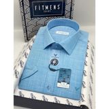 Fitmens Klasik Kısa Kol Keten Yaka Alttan Düğmeli Rahat Kumaş Hediye Kutulu Erkek Gömlek FS-004588 - Turkuaz