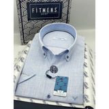 Fitmens Klasik Kısa Kol Keten Yaka Düğmeli Hediye Kutulu Erkek Gömlek FS-003626 - Açık Mavi - Acık Mavi - 3XL