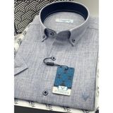 Fitmens Klasik Kısa Kol Keten Yaka Düğmeli Hediye Kutulu Erkek Gömlek FS-003626 - Mavi - 2XL