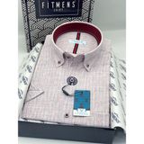 Fitmens Klasik Kısa Kol Keten Yaka Düğmeli Hediye Kutulu Erkek Gömlek FS-004567 - Bordo - 2XL