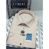 Fitmens Klasik Kısa Kol Kuşgözü Nefes Alan Yaka Alttan Düğmeli Hediye Kutulu Erkek Gömlek FS-004565 - Bej - 2XL