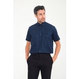 Fitmens Klasik Kısa Kol Linen Keten Yaka Düğmeli Hediye Kutulu Erkek Gömlek - Lacivert FS-001202