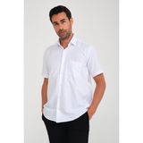 Fitmens Klasik Kısa Kol Oxford Hediye Kutulu Erkek Gömlek - Beyaz Lacivert - 3XL