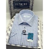 Fitmens Klasik Kısa Kol Yaka Alttan Düğmeli Hediye Kutulu Erkek Gömlek FS-004564 - Mavi - 2XL