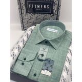 Fitmens Klasik Uzun Kol Cepsiz Keten Yaka Alttan Düğmeli Hediye Kutulu Erkek Gömlek FS-003686 - Yeşil - 3XL