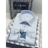 Fitmens Klasik Uzun Kol Cepsiz Likralı Rahat Kumaş Erkek Gömlek FS-004517 - Buz Mavi - XL