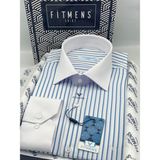 Fitmens Klasik Uzun Kol Cepsiz Yaka Manşet Beyaz Hediye Kutulu Erkek Gömlek FS-004325 - Beyaz Açık Mavi