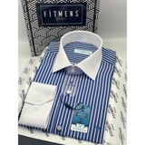 Fitmens Klasik Uzun Kol Cepsiz Yaka Manşet Beyaz Hediye Kutulu Erkek Gömlek FS-004328 - Saks Mavi Beyaz - Saks Mavi - Beyaz