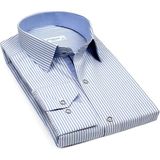 Fitmens Klasik Uzun Kol Çubuk Çizgili Hediye Kutulu Erkek Gömlek - Beyaz Açık Mavi - 2XL - Beyaz - Açık Mavi - Lacivert