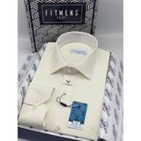 Fitmens Klasik Uzun Kol Gold Saten Cepsiz Hediye Kutulu Erkek Gömlek FS-003308 - Krem - 4XL