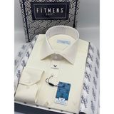 Fitmens Klasik Uzun Kol Gold Saten Cepsiz Hediye Kutulu Erkek Gömlek FS-003308 - Krem - 5XL