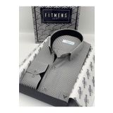 Fitmens Klasik Uzun Kol Ince Çizgili Cepli Hediye Kutulu Erkek Gömlek Fs-003317 - Beyaz Siyah