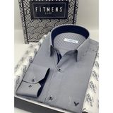 Fitmens Klasik Uzun Kol Ince Çizgili Cepli Hediye Kutulu Erkek Gömlek FS-003317 - Lacivert - 4XL