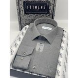 Fitmens Klasik Uzun Kol Kare Armür Desenli Hediye Kutulu Erkek Gömlek FS-002151 - Siyah Beyaz - Siyah - Beyaz - XL