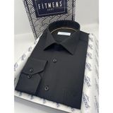 Fitmens Klasik Uzun Kol Kare Armür Desenli Hediye Kutulu Erkek Gömlek FS-002151 - Siyah - XL