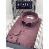 Fitmens Klasik Uzun Kol Kışlık %100 Cotton Balıksırtı Yaka Düğmeli Hediye Kutulu Erkek Gömlek FS-001991 - Bordo - 4XL