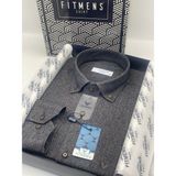 Fitmens Klasik Uzun Kol Kışlık %100 Cotton Filafil Yaka Düğmeli Hediye Kutulu Erkek Gömlek FS-003766 - Lacivert Kahve - Lacivert - Kahverengi