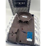 Fitmens Klasik Uzun Kol Kışlık %100 Cotton Kareli Yaka Düğmeli Hediye Kutulu Erkek Gömlek FS-003127 - Bordo - 4XL