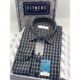 Fitmens Klasik Uzun Kol Kışlık Kareli %100 Cotton Yaka Alttan Düğmeli Hediye Kutulu Erkek Gömlek FS-003129 - Siyah