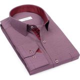 Fitmens Klasik Uzun Kol Nokta Armürlü Desenli Hediye Kutulu Erkek Gömlek FS-001380 - Bordo - 4XL
