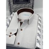 Fitmens Klasik Uzun Kol Nokta Desenli Hediye Kutulu Erkek Gömlek FS-001259 - Beyaz Kahve