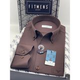 Fitmens Klasik Uzun Kol Pamuklu Yaka Düğmeli Hediye Kutulu Kolay Ütülenebilir Erkek Gömlek FS-003897 - Koyu Kahve - 2XL