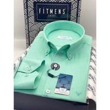 Fitmens Klasik Uzun Kol Pamuklu Yaka Düğmeli Hediye Kutulu Kolay Ütülenebilir Erkek Gömlek FS-003897 - Koyu Mint - XL