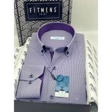 Fitmens Klasik Uzun Kol Pöti Kareli Yaka Düğmeli Hediye Kutulu Erkek Gömlek FS-002273 - Mor - 5XL