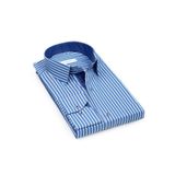 Fitmens Klasik Uzun Kol Premium Kalın Çizgili Hediye Kutulu Erkek Gömlek - Saks Mavi Beyaz FS-001266