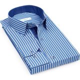 Fitmens Klasik Uzun Kol Premium Kalın Çizgili Hediye Kutulu Erkek Gömlek - Saks Mavi Beyaz - Saks Mavi - Beyaz - 4XL