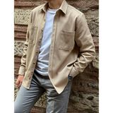 Fitmens Oversize Gabardin Pamuklu Hediye Kutulu Erkek Ceket Gömlek FS-003868 - Bej - 2XL