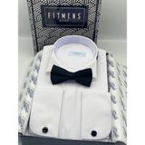Fitmens Slim Fit Uzun Kol Ata Yaka Gizli Düğmeli Smokin Damatlık Erkek Gömlek FS-004297 - Beyaz