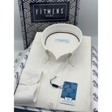 Fitmens Slim Fit Uzun Kol Baklava Desen Kol Nakışlı Yaka Düğmeli Hediye Kutulu Şık Erkek Gömlek FS-004200 - Krem