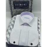 Fitmens Slim Fit Uzun Kol Gizli Düğmeli Likralı Smokin Damatlık Erkek Gömlek FS-004296 - Beyaz