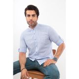 Fitmens Slim Fit Uzun Kol Hakim Yaka Hediye Kutulu Erkek Gömlek Fs-003720 - Mavi