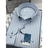 Fitmens Slim Fit Uzun Kol Likralı Çizgili Yaka Düğmeli Hediye Kutulu Erkek Gömlek FS-003669 - Açık Mavi - Acık Mavi - XL