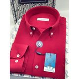 Fitmens Slim Fit Uzun Kol Müslin Pamuk Rahat Nefes Alabilen Kumaştan Yaka Düğmeli Hediye Kutulu Erkek Gömlek FS-004202 - Bordo - XL