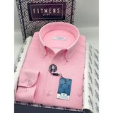 Fitmens Slim Fit Uzun Kol Müslin Pamuk Rahat Nefes Alabilen Kumaştan Yaka Düğmeli Hediye Kutulu Erkek Gömlek FS-004202 - Pembe - 2XL