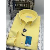 Fitmens Slim Fit Uzun Kol Müslin Pamuk Rahat Nefes Alabilen Kumaştan Yaka Düğmeli Hediye Kutulu Erkek Gömlek FS-004202 - Sarı - XL