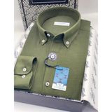 Fitmens Slim Fit Uzun Kol Müslin Pamuk Rahat Nefes Alabilen Kumaştan Yaka Düğmeli Hediye Kutulu Erkek Gömlek FS-004202 - Yeşil - 3XL