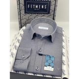 Fitmens Slim Fit Uzun Kol Ömür Boyu Yakandayım Nakışlı Hediye Kutulu Erkek Gömlek FS-001376 - Lacivert Beyaz - Lacivert - Beyaz - 2XL