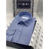 Fitmens Slim Fit Uzun Kol Ömür Boyu Yakandayım Nakışlı Hediye Kutulu Erkek Gömlek - Saks Mavi - 2XL