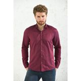 Fitmens Slim Fit Uzun Kol Oxford Hediye Kutulu Kolay Ütülenebilir Erkek Gömlek - Bordo - XL