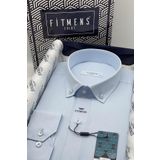 Fitmens Slim Fit Uzun Kol Pamuklu Hediye Kutulu Kolay Ütülenebilir Erkek Gömlek - Buz Mavi FS-002225