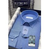Fitmens Slim Fit Uzun Kol Pamuklu Hediye Kutulu Kolay Ütülenebilir Erkek Gömlek - Saks Mavi FS-002225